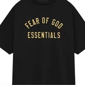 Essentials Black Tee with Gold Print